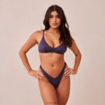 Set van geribbelde triangelbeha en string/slip vrouwen houtskoolblauw Lounge ondergoed 008ZJ235 - Image 10