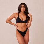 Set van geribbelde triangelbeha en string/slip vrouwen zwart Lounge ondergoed 008ZJ233 - Image 5