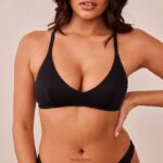 Set van geribbelde triangelbeha en string/slip vrouwen zwart Lounge ondergoed 008ZJ233 - Image 8