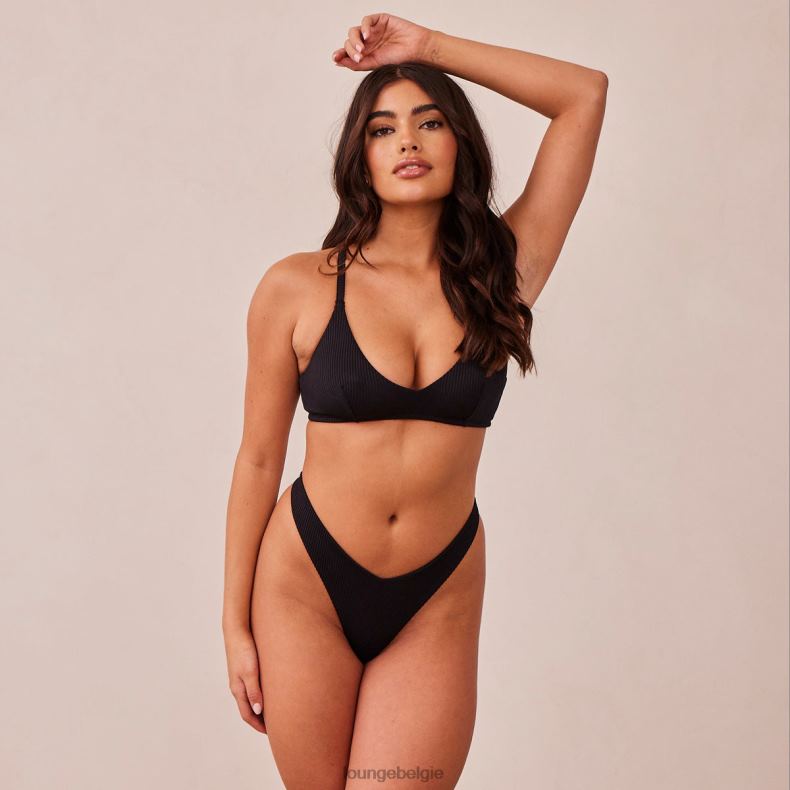set_van_geribbelde_triangelbeha_en_string_slip_vrouwen_zwart_lounge_ondergoed_008zj233.jpg Set van geribbelde triangelbeha en string/slip vrouwen zwart Lounge ondergoed 008ZJ233 - Image 1