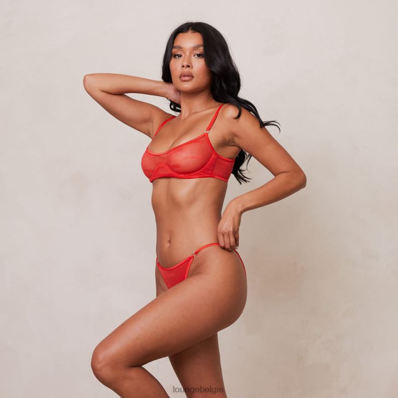 Set van opvallende mesh-bh en string/slip vrouwen rood Lounge ondergoed 008ZJ48 - Image 3