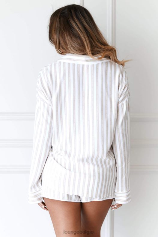 Set van pyjamashirt en korte broek met krijtstreep vrouwen nerts Lounge kleding 008ZJ967 - Image 2