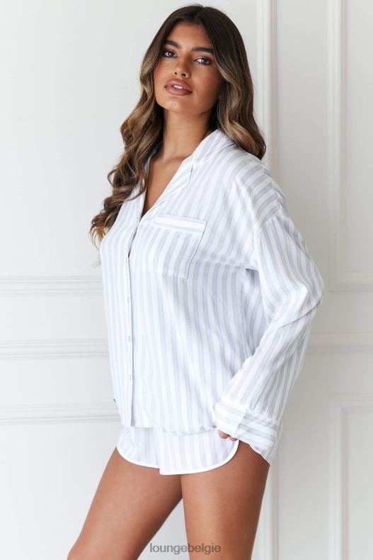 Set van pyjamashirt en korte broek met krijtstreep vrouwen vorst Lounge kleding 008ZJ966 - Image 3