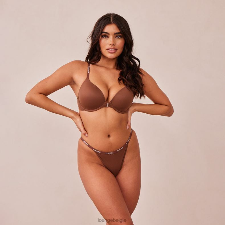 Set van T-shirt-bh en string/slip met gladde sluiting aan de voorkant vrouwen kastanje Lounge ondergoed 008ZJ157 - Image 11