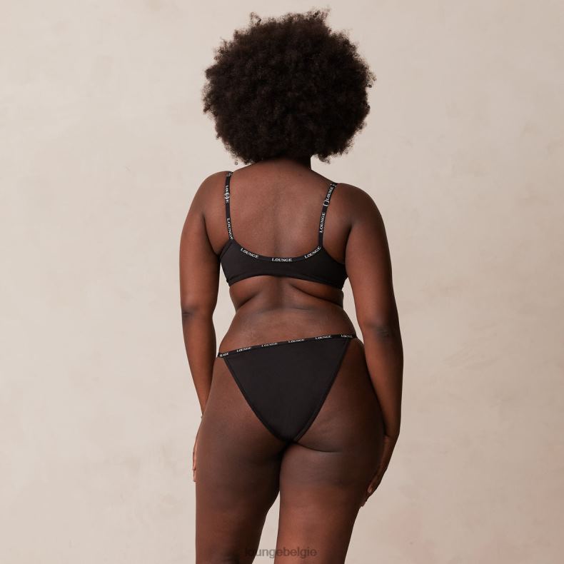 Set van T-shirt-bh en string/slip met gladde sluiting aan de voorkant vrouwen zwart Lounge ondergoed 008ZJ155 - Image 10