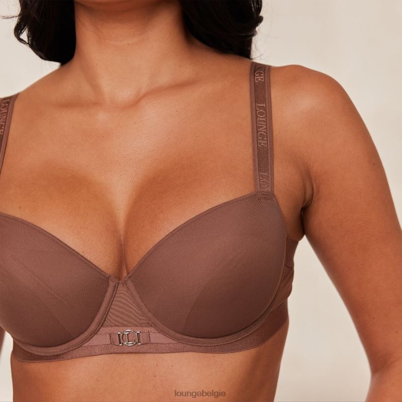 Set van T-shirtbeha en string/slip van gladde mesh vrouwen kastanje Lounge ondergoed 008ZJ122 - Image 18