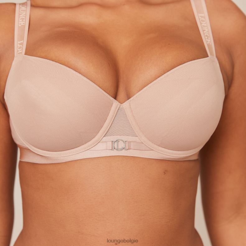 Set van T-shirtbeha en string/slip van gladde mesh vrouwen taupe Lounge ondergoed 008ZJ127 - Image 12