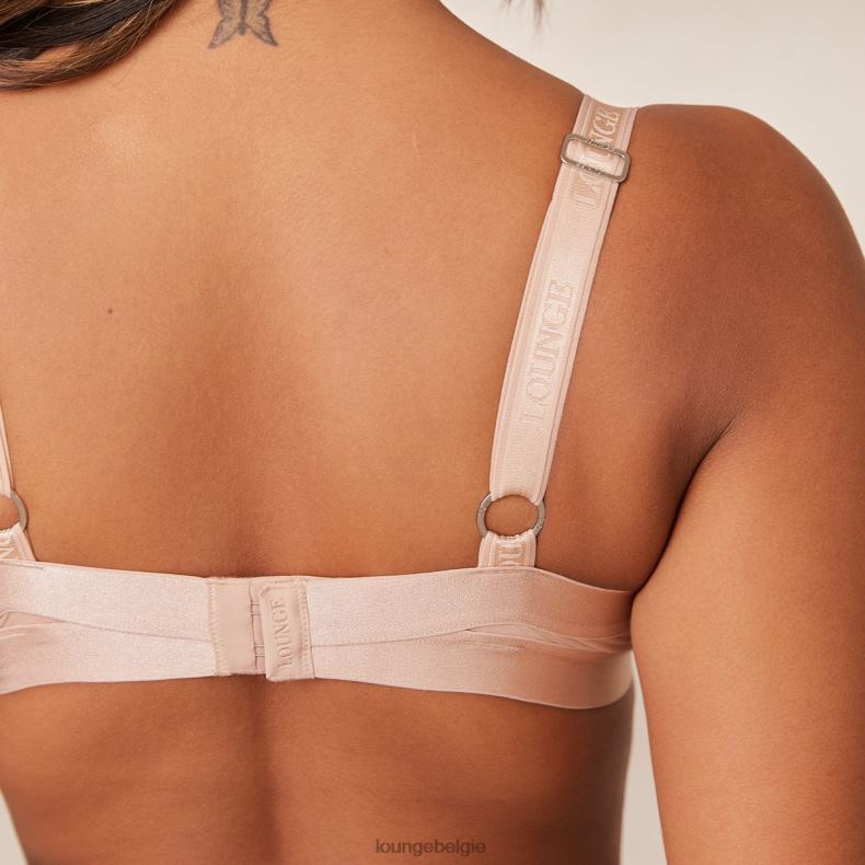 Set van T-shirtbeha en string/slip van gladde mesh vrouwen taupe Lounge ondergoed 008ZJ127 - Image 8