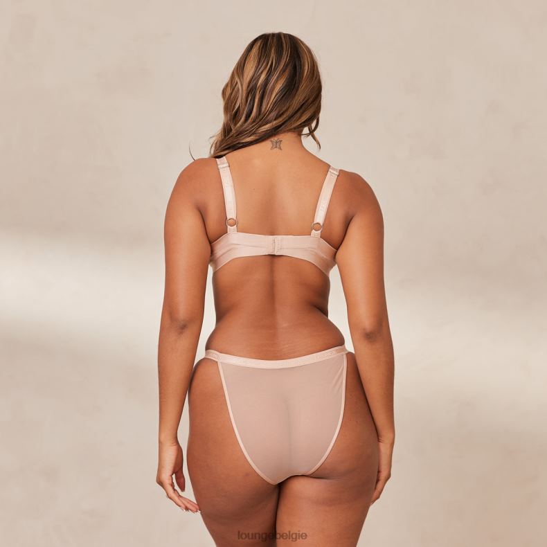Set van T-shirtbeha en string/slip van gladde mesh vrouwen taupe Lounge ondergoed 008ZJ127 - Image 10