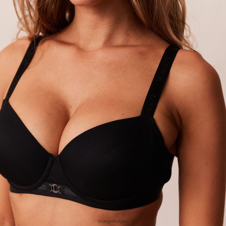 Set van T-shirtbeha en string/slip van gladde mesh vrouwen zwart Lounge ondergoed 008ZJ128 - Image 13