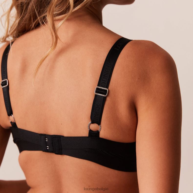 Set van T-shirtbeha en string/slip van gladde mesh vrouwen zwart Lounge ondergoed 008ZJ128 - Image 16