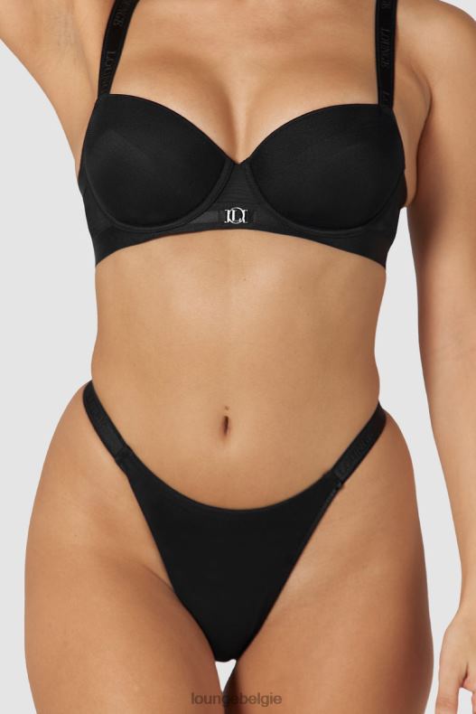 Set van T-shirtbeha en string/slip van gladde mesh vrouwen zwart Lounge ondergoed 008ZJ128 - Image 8