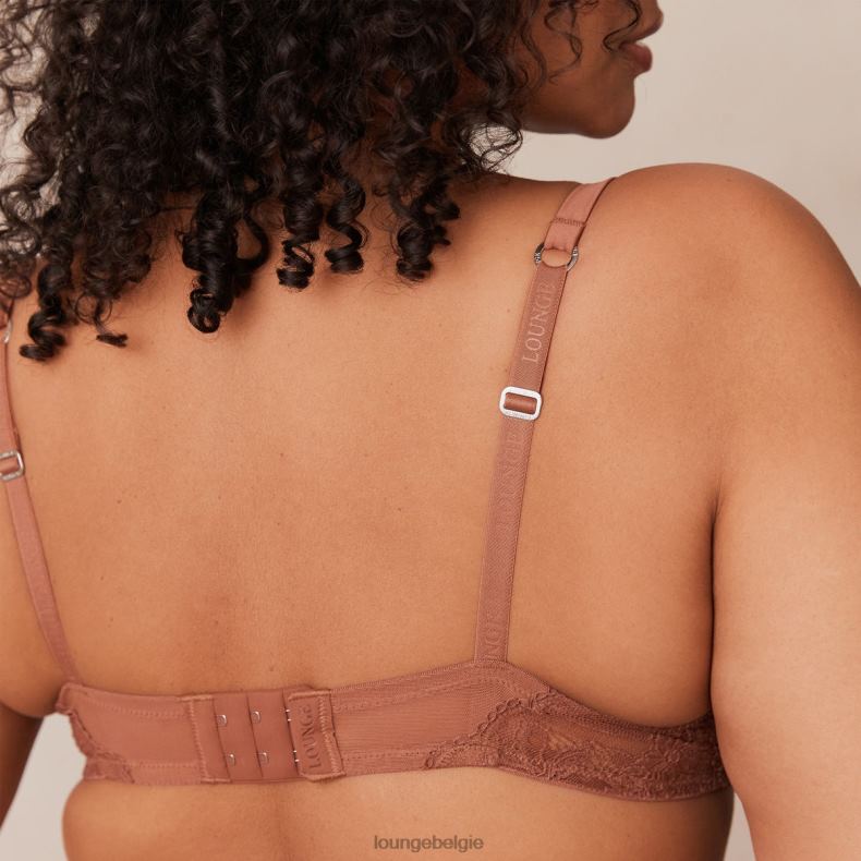 Set van zachte satijnen T-shirt-bh en string/slip vrouwen mokka Lounge ondergoed 008ZJ141 - Image 20