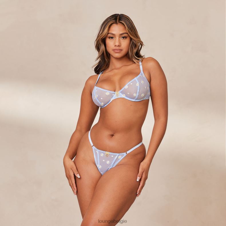 transparante balconette bh en string met bloemenprint vrouwen blauw Lounge ondergoed 008ZJ67 - Image 1