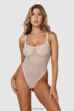 transparante bodysuit met bloemen vrouwen wit Lounge ondergoed 008ZJ265