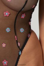 transparante bodysuit met bloemen vrouwen zwart Lounge ondergoed 008ZJ264 - Image 3