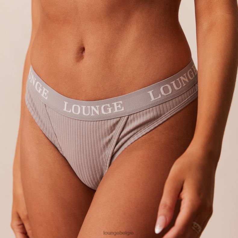 Ultracomfortabele geribbelde T-shirt-bh en stringset vrouwen grijs Lounge ondergoed 008ZJ81 - Image 6