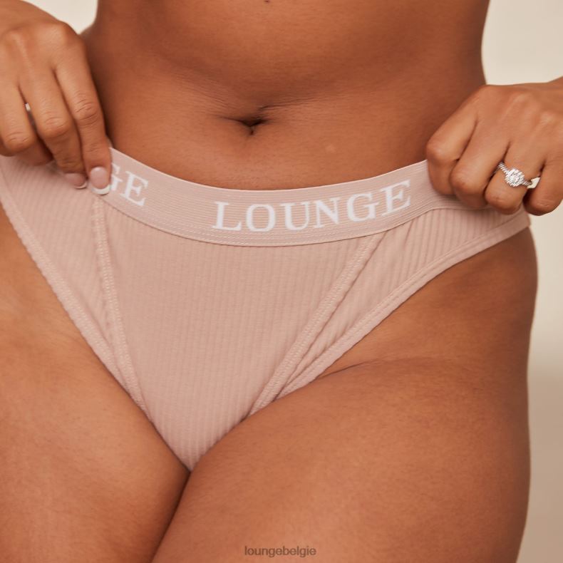 Ultracomfortabele geribbelde T-shirt-bh en stringset vrouwen taupe Lounge ondergoed 008ZJ77 - Image 4