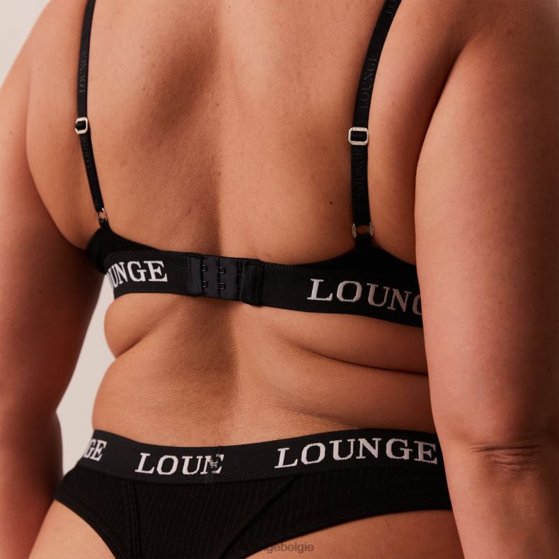 Ultracomfortabele geribbelde T-shirt-bh en stringset vrouwen zwart Lounge ondergoed 008ZJ64 - Image 12