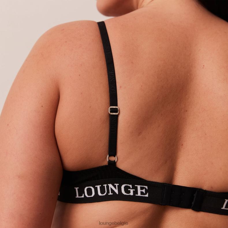 Ultracomfortabele geribbelde T-shirt-bh en stringset vrouwen zwart Lounge ondergoed 008ZJ64 - Image 4