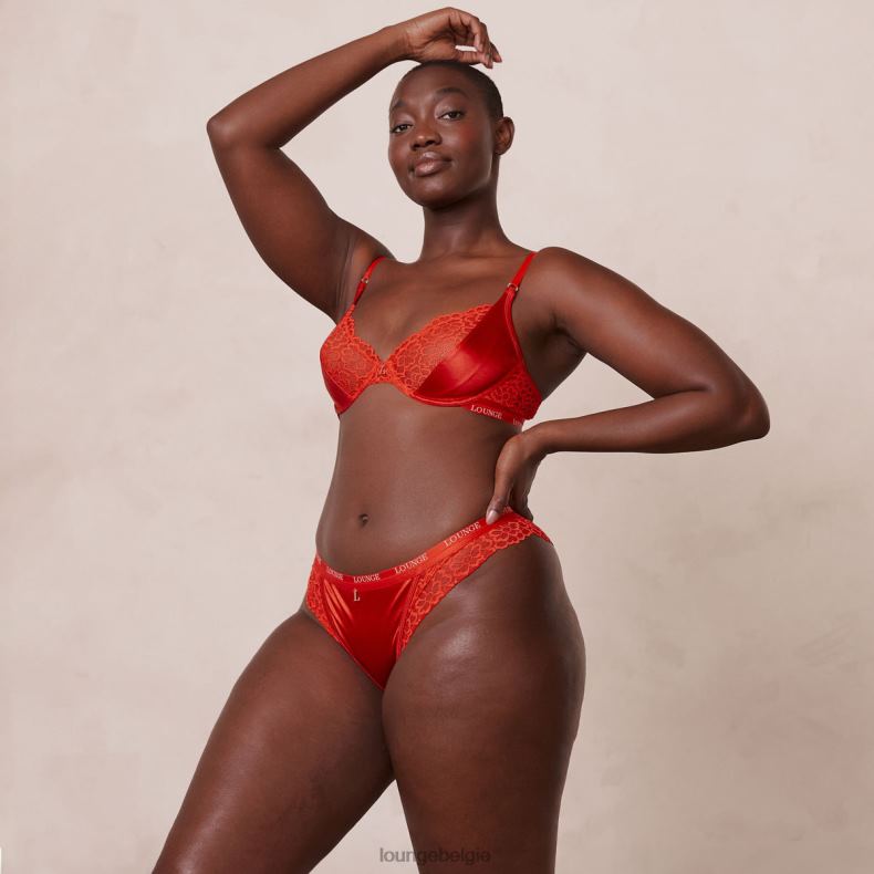 zijden balconette bh & string/slip set vrouwen rood Lounge ondergoed 008ZJ54 - Image 16