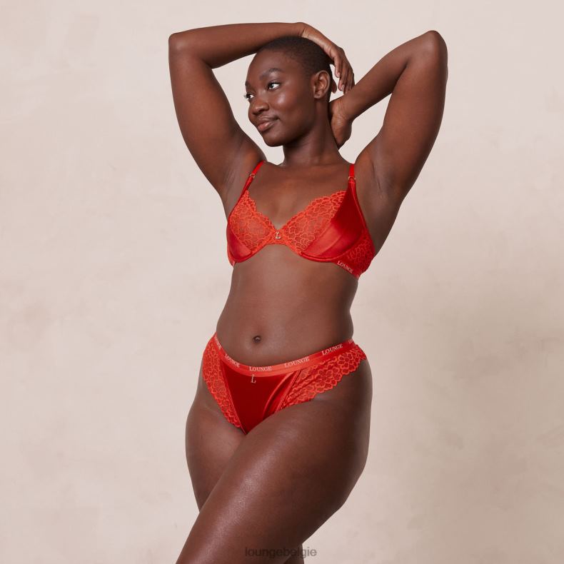 zijden balconette bh & string/slip set vrouwen rood Lounge ondergoed 008ZJ54 - Image 3