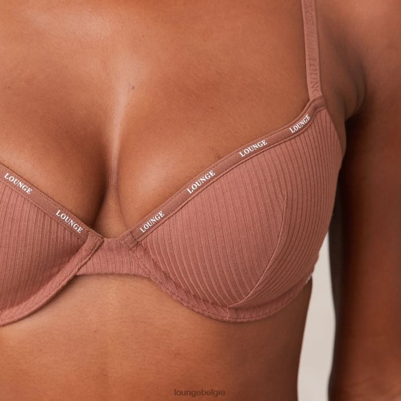 Zo zachte, geribbelde T-shirt-bh en stringset vrouwen mokka Lounge ondergoed 008ZJ10 - Image 6