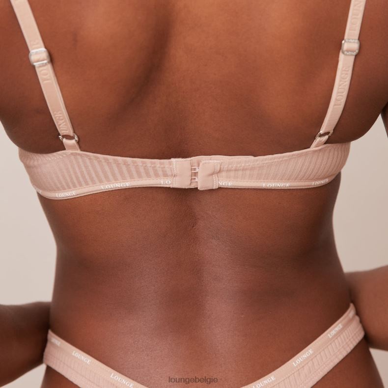 Zo zachte, geribbelde T-shirt-bh en stringset vrouwen taupe Lounge ondergoed 008ZJ34 - Image 8