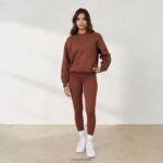 365 oversized trui met ronde hals vrouwen chocolade Lounge kleding 008ZJ872 - Image 3