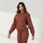365 oversized trui met ronde hals vrouwen chocolade Lounge kleding 008ZJ872 - Image 6