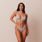 bamboe minimale driehoekige bh & string/slip set vrouwen grijs Lounge ondergoed 008ZJ214 - Image 13