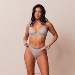 bamboe minimale driehoekige bh & string/slip set vrouwen grijs Lounge ondergoed 008ZJ214 - Image 5