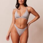 bamboe minimale driehoekige bh & string/slip set vrouwen grijs Lounge ondergoed 008ZJ214 - Image 7
