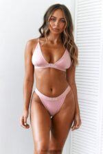 bamboe minimale driehoekige bh & string/slip set vrouwen roze Lounge ondergoed 008ZJ206 - Image 14