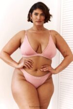 bamboe minimale driehoekige bh & string/slip set vrouwen roze Lounge ondergoed 008ZJ206 - Image 4