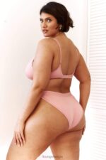 bamboe minimale driehoekige bh & string/slip set vrouwen roze Lounge ondergoed 008ZJ206 - Image 5