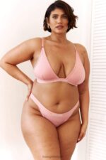 bamboe minimale driehoekige bh & string/slip set vrouwen roze Lounge ondergoed 008ZJ206 - Image 7