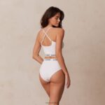 Basisset bralette en string/slip van bamboe vrouwen wit Lounge ondergoed 008ZJ221 - Image 6