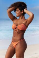 bikinibroekje met bloemenmotief vrouwen oranje Lounge badkleding 008ZJ973 - Image 5