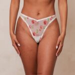 Bloemen mesh string vrouwen wit Lounge ondergoed 008ZJ319