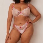 Bloom geborduurde balconette bh en g-string/slip vrouwen roze Lounge ondergoed 008ZJ109 - Image 21