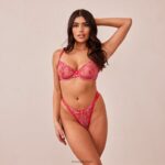 Blozende set met geborduurde balconnetbeha en g-string/slip vrouwen felroze Lounge ondergoed 008ZJ83 - Image 5