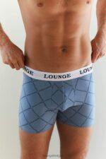 boxers driepak Heren blauwe afdruk Lounge ondergoed 008ZJ440
