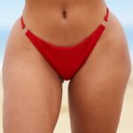 Cali getextureerd bikinibroekje vrouwen rood Lounge badkleding 008ZJ989