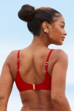 Cali getextureerde bikinitop vrouwen rood Lounge badkleding 008ZJ988 - Image 2