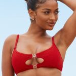 Cali getextureerde bikinitop vrouwen rood Lounge badkleding 008ZJ988