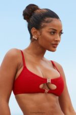 Cali getextureerde bikinitop vrouwen rood Lounge badkleding 008ZJ988 - Image 3