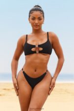 Cali getextureerde bikinitop vrouwen zwart Lounge badkleding 008ZJ990 - Image 4
