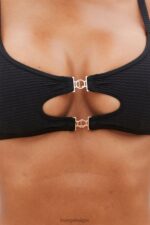 Cali getextureerde bikinitop vrouwen zwart Lounge badkleding 008ZJ990 - Image 5