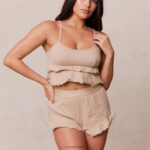 Cami-pyjamatopje met ruches vrouwen nerts Lounge kleding 008ZJ916 - Image 3